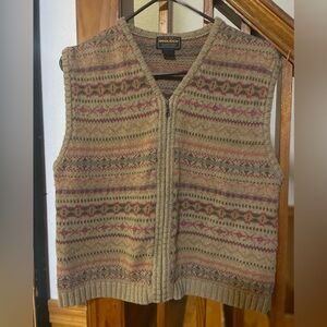 Woolrich Earthy Tones multi Knitted Sweater Vest, women’s L winter warm layering